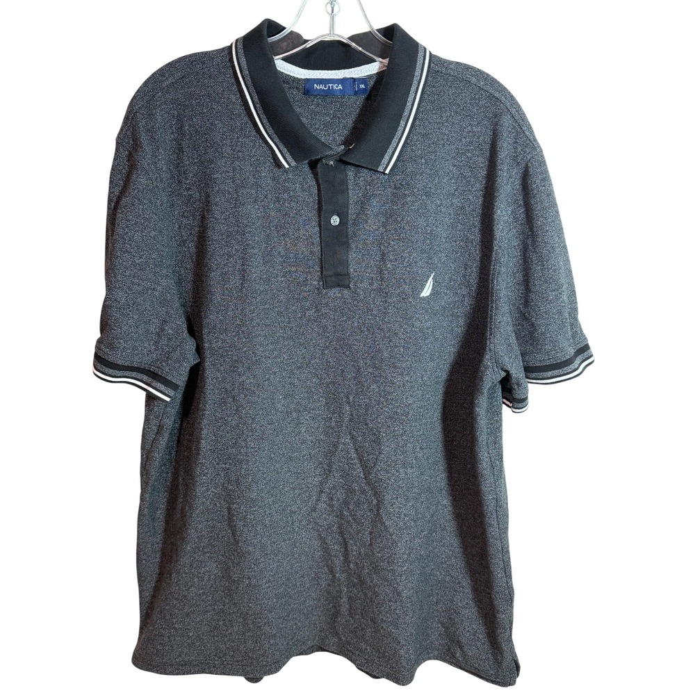 Nautica Men's Grey Heathered Short Sleeve Polo Shirt‎ XXL